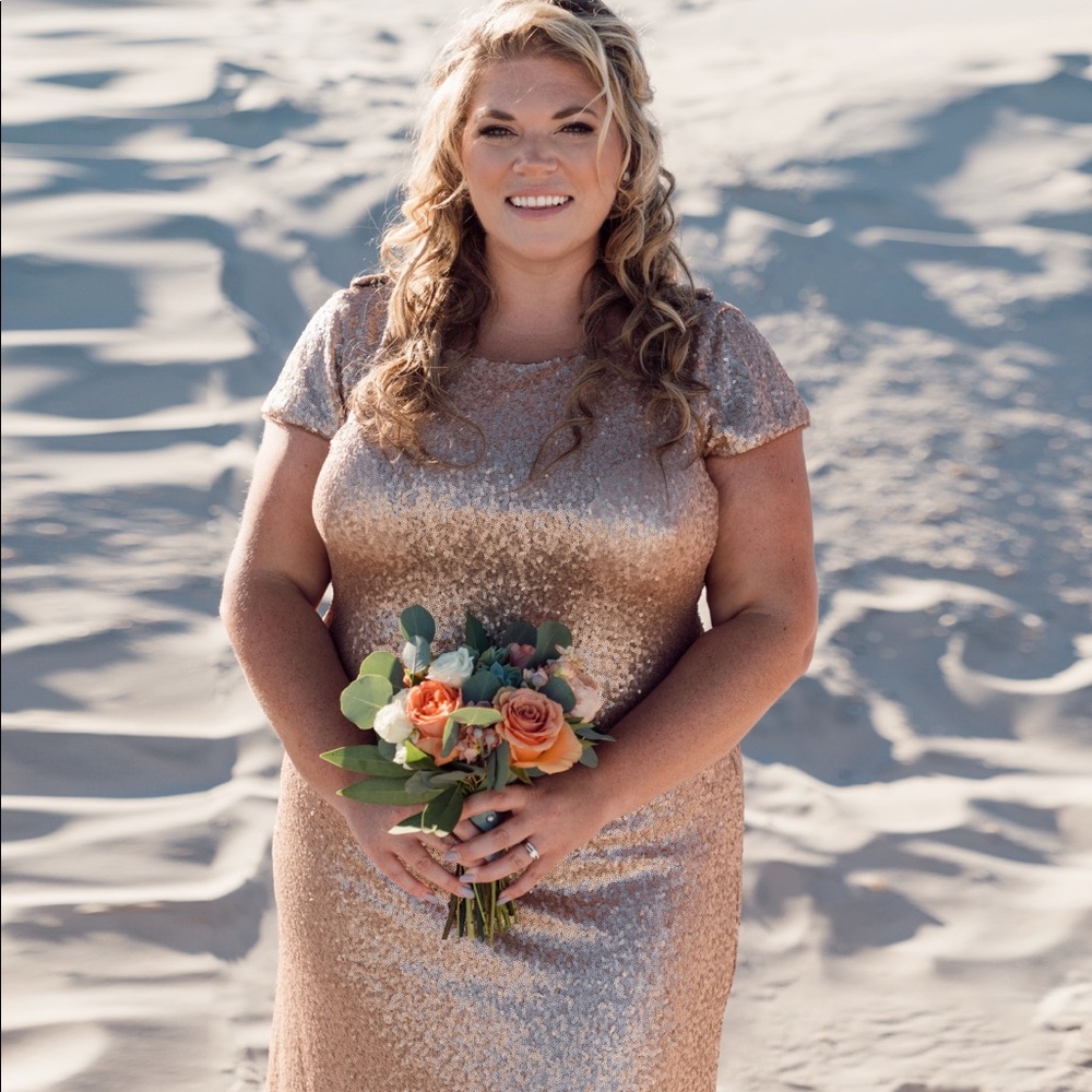 Revelry Chloe sequin dress in matte rose gold